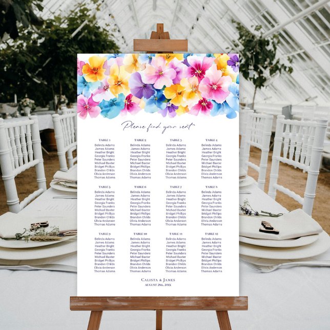 Poster Gráfico de Assentos de Casamento Floral Colorido d (Criador carregado)
