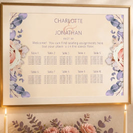 Poster Gráfico de Assentos de Casamento Floral Cor de Pês
