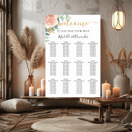 Poster Gráfico de assentos de casamento floral de eucalip