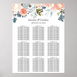 Poster Gráfico de Assentos de Casamento Floral de Outono