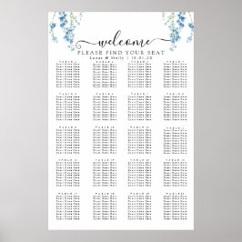 Poster Gráfico de Assentos de Casamento Floral Francês Az