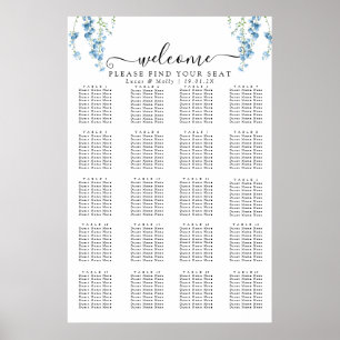 Poster Gráfico de Assentos de Casamento Floral Francês Az