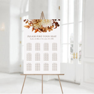 Poster Gráfico de Assentos de Casamento Floral Terracota