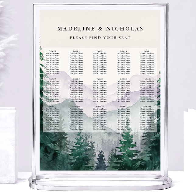 Poster Gráfico de Assentos de Casamento Floresta da Monta (Criador carregado)