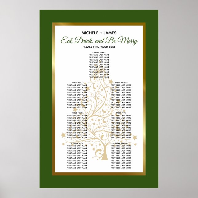 Poster Gráfico de Assentos de Casamento Floresta Dourada  (Frente)