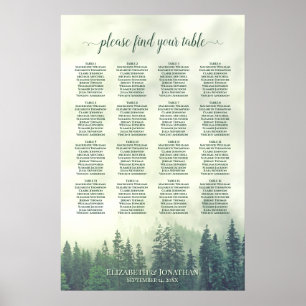 Poster Gráfico de Assentos de Casamento Floresta Verde Me