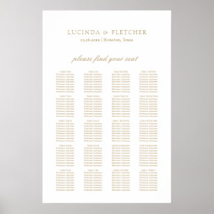Poster Gráfico de Assentos de Casamento Formal Ouro Cláss