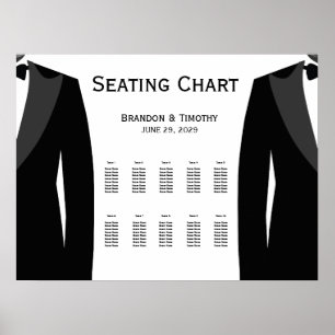 Poster Gráfico de Assentos de Casamento Gay Branco Elegan