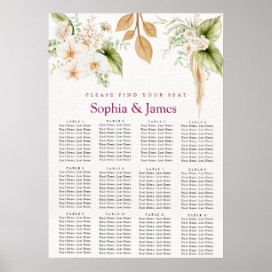 Poster Gráfico de assentos de casamento geométrico floral