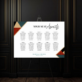 Poster Gráfico de Assentos de Casamento Geométrico Modern