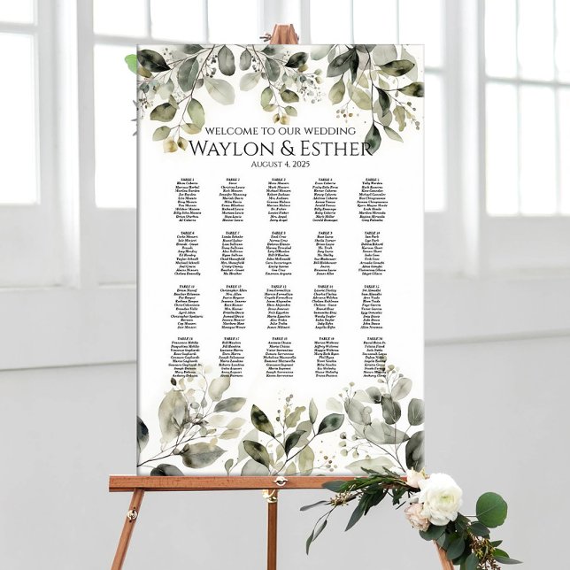 Poster Gráfico de assentos de casamento Greenery encontra (Criador carregado)