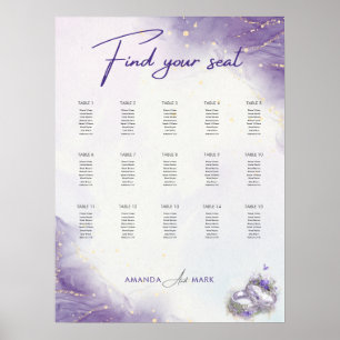 Poster Gráfico de Assentos de Casamento Lilac Roxo-Minima
