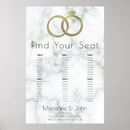 Poster Gráfico de Assentos de Casamento Mármore com Anel 