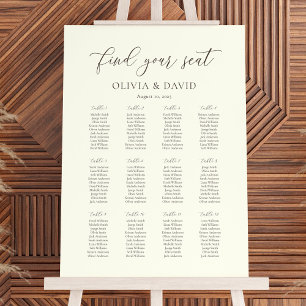 Poster Gráfico de Assentos de Casamento Mesa 12 Marfim e