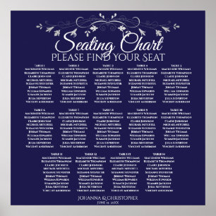 Poster Gráfico de Assentos de Casamento Mesa Azul 14