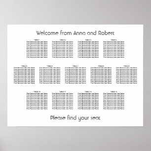 Poster Gráfico de Assentos de Casamento Minimalista de 13
