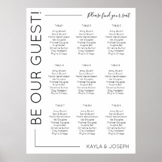 Poster Gráfico de assentos de Casamento Minimalista de 9