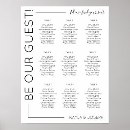 Poster Gráfico de assentos de Casamento Minimalista de 9 