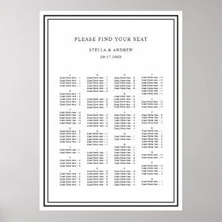 Poster Gráfico de Assentos de Casamento Moderno de Ordem 