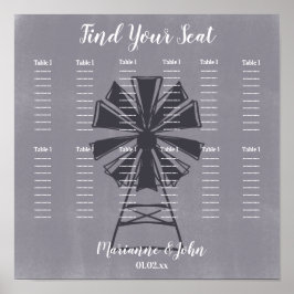 Poster Gráfico de Assentos de Casamento Moinho de Vento F