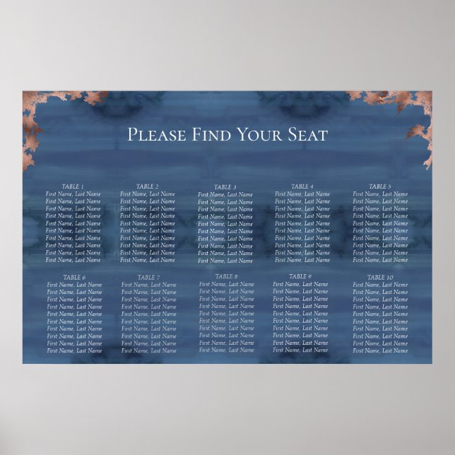 Poster Gráfico de Assentos de Casamento Moody Blue (Frente)