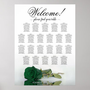 Poster Gráfico de Assentos de Casamento na Mesa 22 Rosa V
