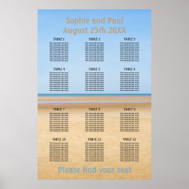 Poster Gráfico de Assentos de Casamento na Praia com 12 M