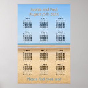 Poster Gráfico de Assentos de Casamento na Praia com 12 M