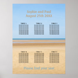 Poster Gráfico de Assentos de Casamento na Praia com 6 Me
