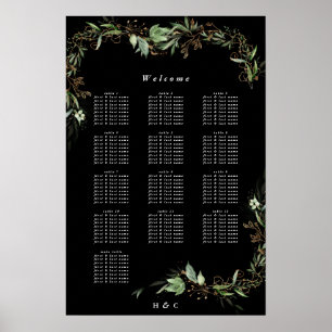 Poster Gráfico de Assentos de Casamento Negra Eucalyptus