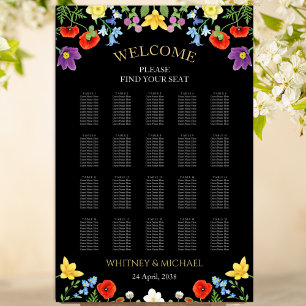 Poster Gráfico de Assentos de Casamento Negro de primaver