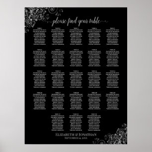 Poster Gráfico de Assentos de Casamento Negro Mesa Lace 2