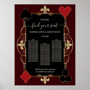 Poster Gráfico de Assentos de Casamento no Cassino Gold D
