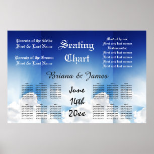 Poster Gráfico de Assentos de Casamento Noiva Noivo Convi