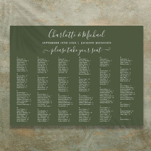 Poster Gráfico de Assentos de Casamento Olive Green 200 N