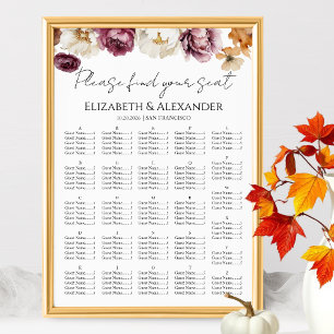 Poster Gráfico de Assentos de Casamento outono Floral