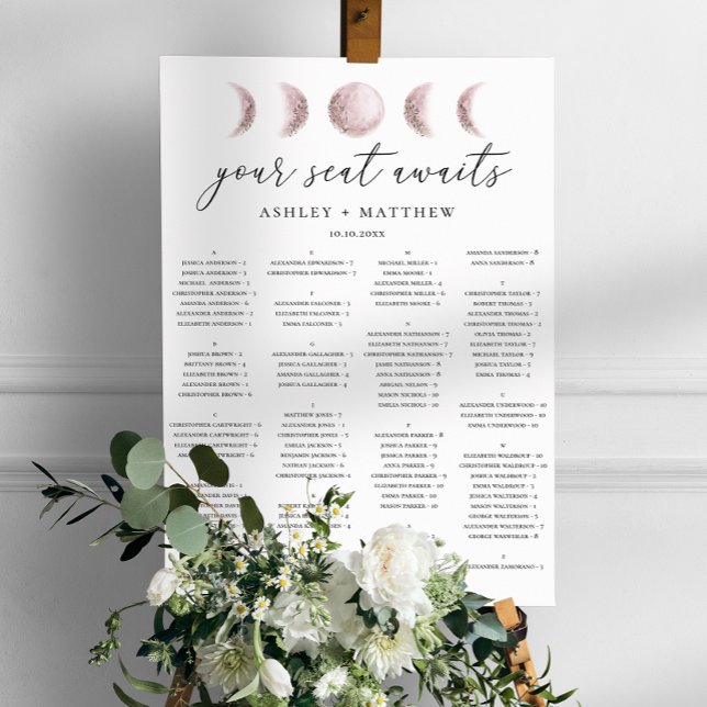 Poster Gráfico de Assentos de Casamento por Ordem Alfabét (Criador carregado)