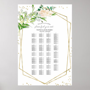 Poster Gráfico de Assentos de Casamento por Ordem Alfabét