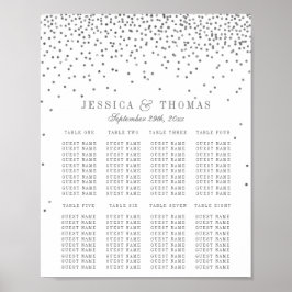 Poster Gráfico de Assentos de Casamento Prata Confete Gla