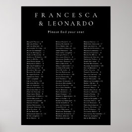 Poster Gráfico de Assentos de Casamento Preto Clássico Si