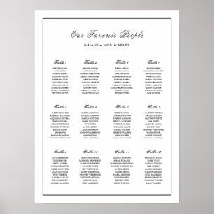 Poster Gráfico de Assentos de Casamento Preto e Branco Cl