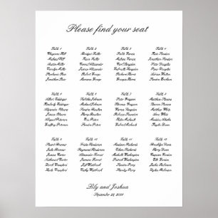 Poster Gráfico de Assentos de Casamento Preto e Branco Cl