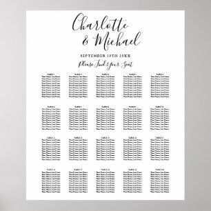 Poster Gráfico de Assentos de Casamento Preto e Branco co