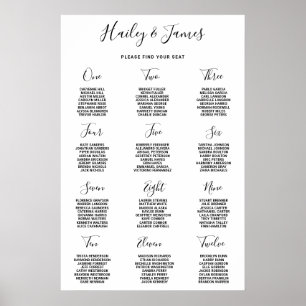Poster Gráfico de Assentos de Casamento Preto e Branco El