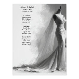 Póster Gráfico de Assentos de Casamento Preto e Branco El