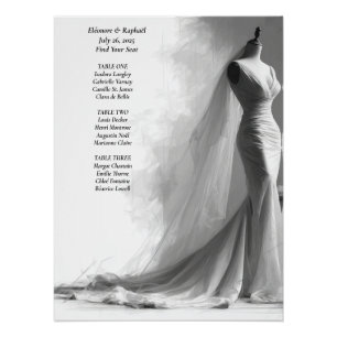Póster Gráfico de Assentos de Casamento Preto e Branco El