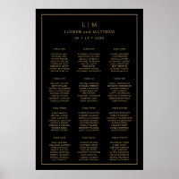 Gráfico de Assentos de Casamento Preto e Dourado S