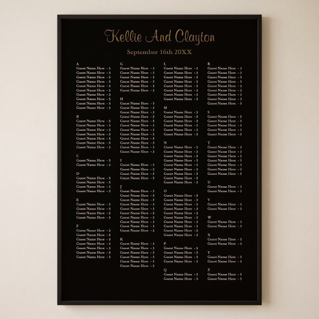 Poster Gráfico de Assentos de Casamento Preto Simples par (Criador carregado)