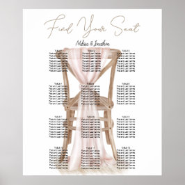 Poster Gráfico de Assentos de Casamento Rosa Boho Moderno