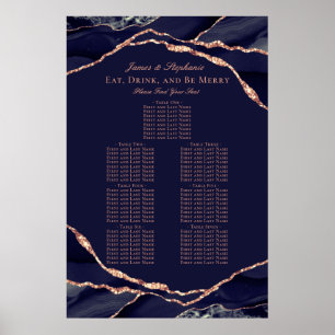 Poster Gráfico de Assentos de Casamento Rosa Dourado e Az